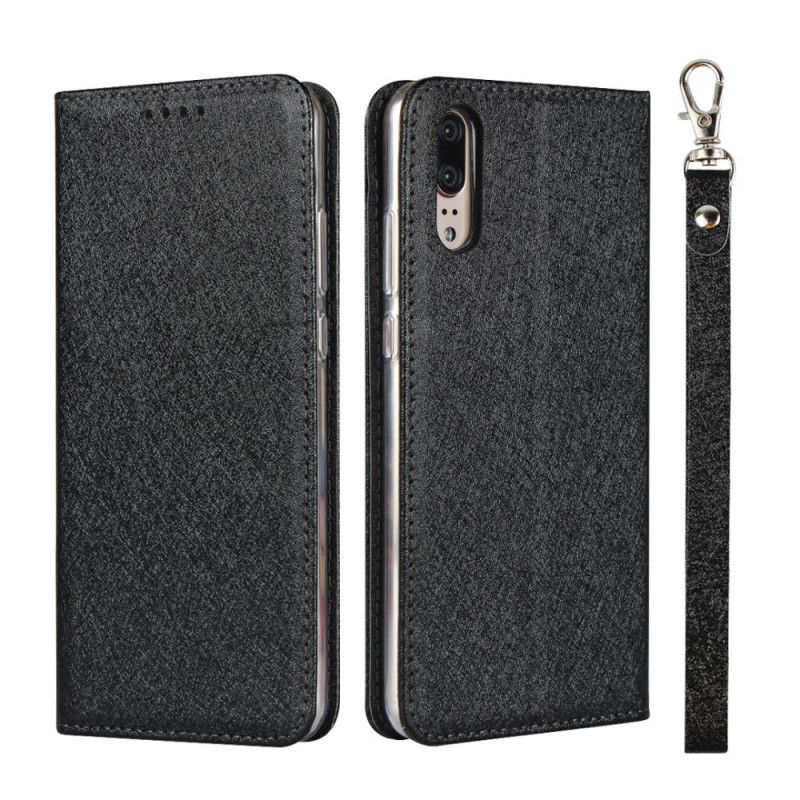 Flip Cover Huawei P20 Style Cuir Douceur Avec Lanière