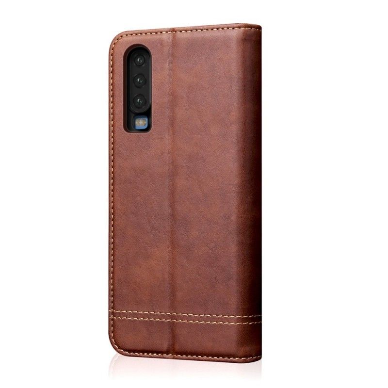 Flip Cover Huawei P30 Effet Cuir Coutures