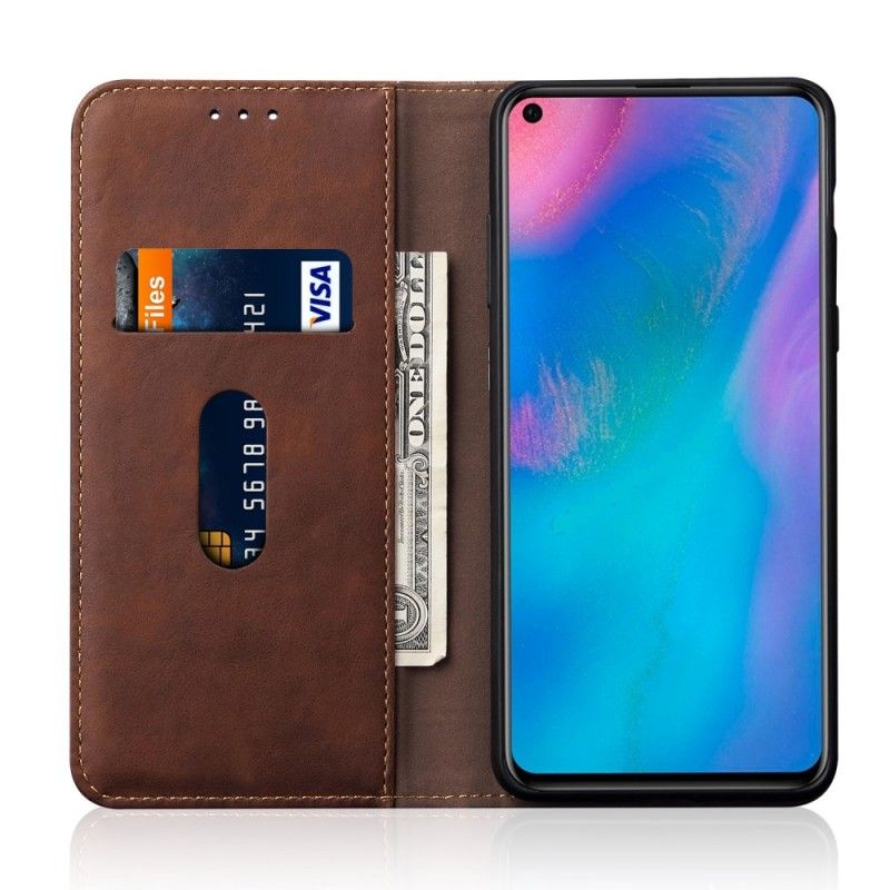 Flip Cover Huawei P30 Effet Cuir Coutures