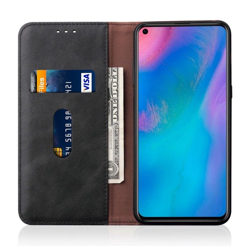 Flip Cover Huawei P30 Pro Effet Cuir Coutures