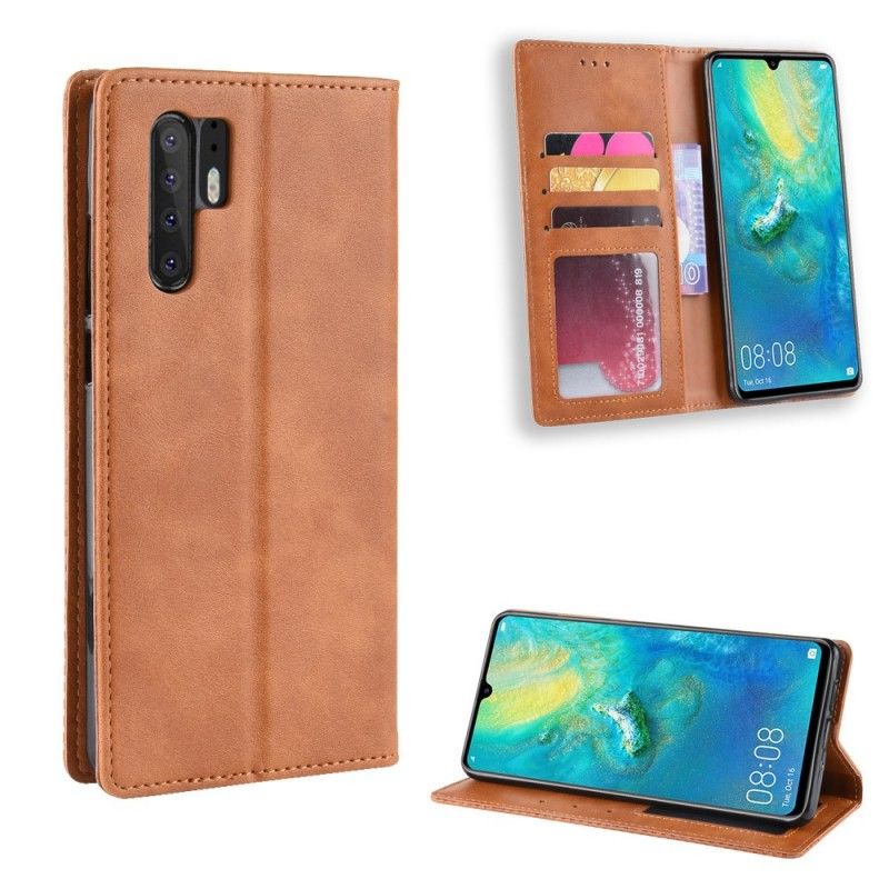 Flip Cover Huawei P30 Pro Effet Cuir Vintage Stylisé