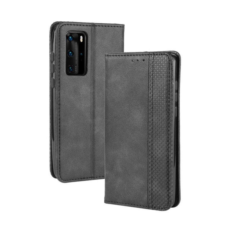 Flip Cover Huawei P40 Pro Effet Cuir Vintage Stylisé