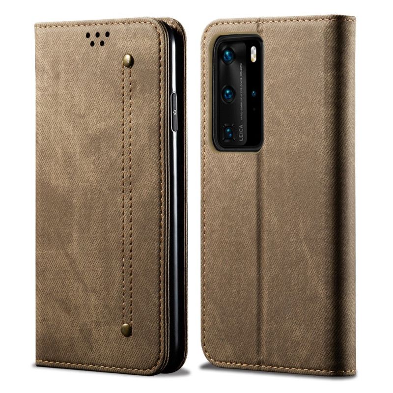 Flip Cover Huawei P40 Pro Simili Cuir Texture Jeans