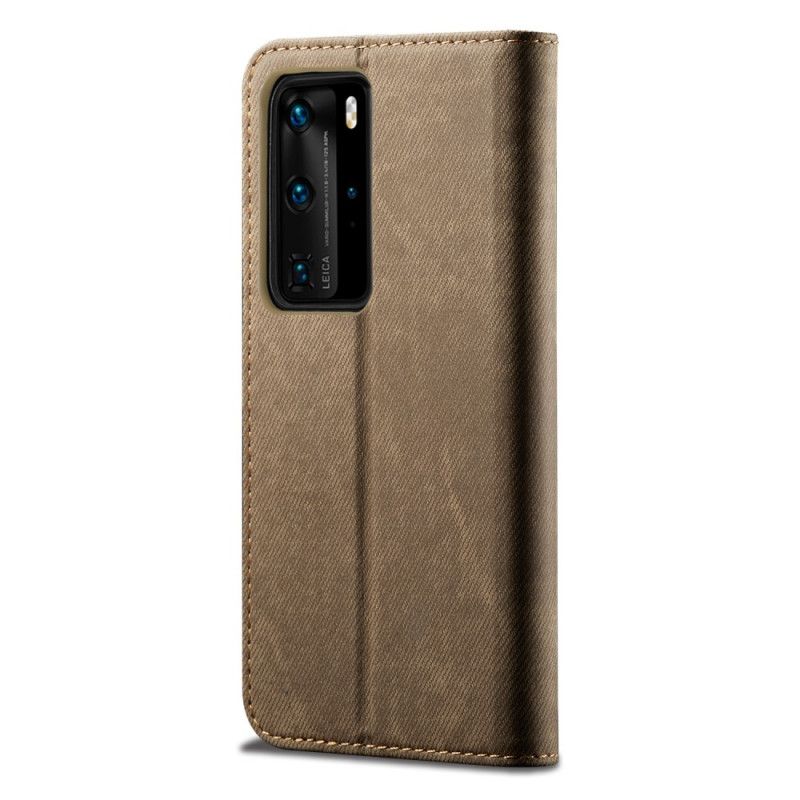 Flip Cover Huawei P40 Pro Simili Cuir Texture Jeans