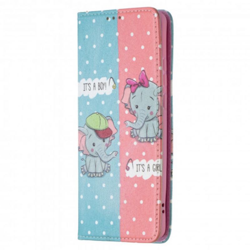 Flip Cover Huawei P50 Pro Bébés Éléphants