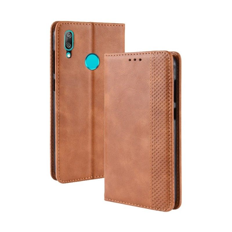 Flip Cover Huawei Y7 2019 Effet Cuir Vintage Stylisé