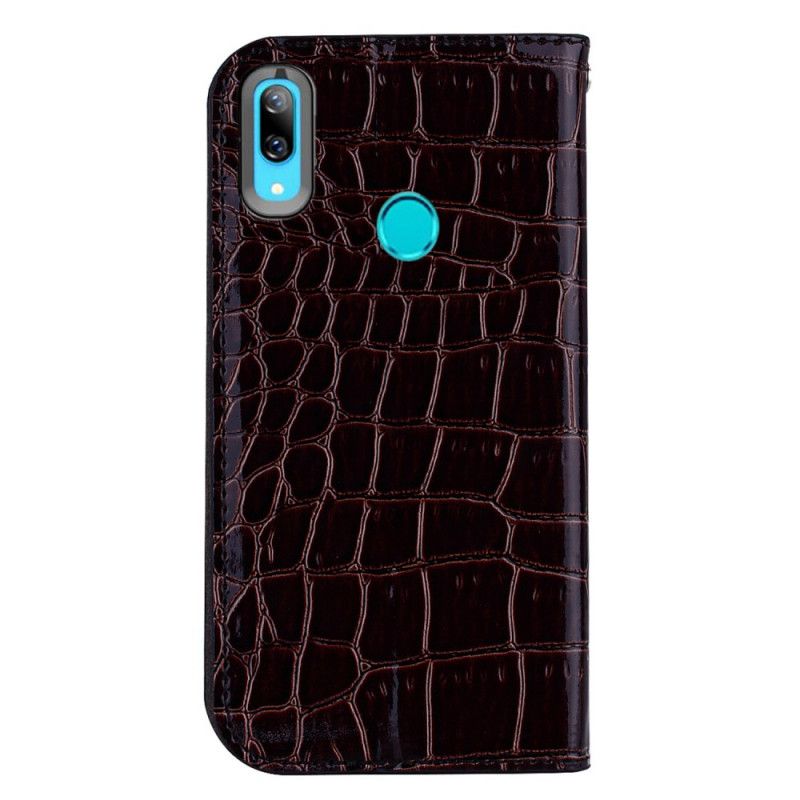 Flip Cover Huawei Y7 2019 Effet Peau De Crocodile Et Paillettes