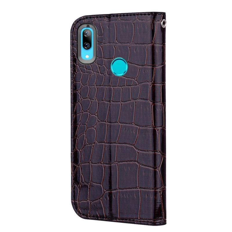 Flip Cover Huawei Y7 2019 Effet Peau De Crocodile Et Paillettes