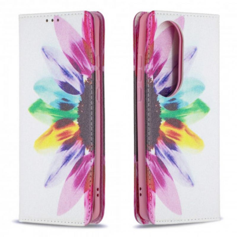 Flip Cover Pour Huawei P50 Pro Fleur Aquarelle
