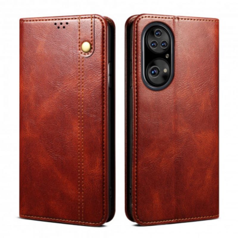 Flip Cover Pour Huawei P50 Pro Simili Cuir Ciré