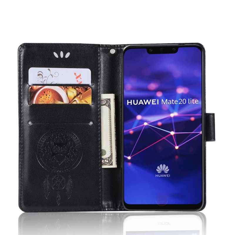 Housse Huawei Mate 20 Lite Effet Cuir Attrape Rêves Hibou