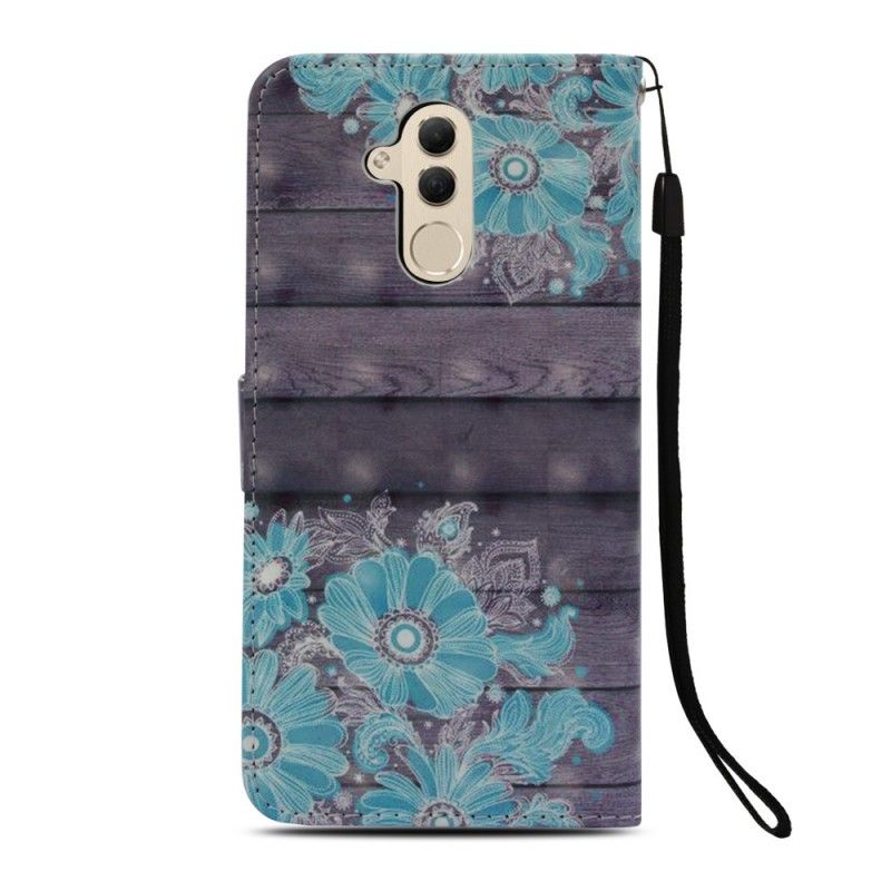 Housse Huawei Mate 20 Lite Fleurs Bleues 3d