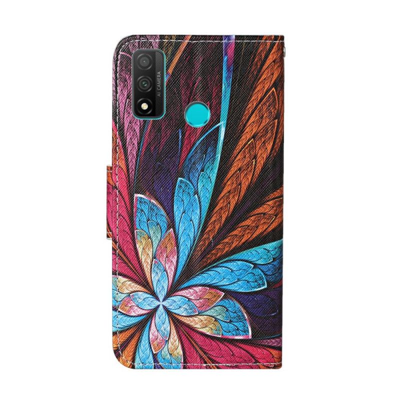 Housse Huawei P Smart 2020 Feuilles Colorées Avec Lanière