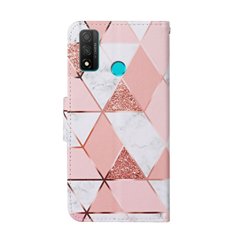 Housse Huawei P Smart 2020 Marbre Et Paillettes Avec Lanière