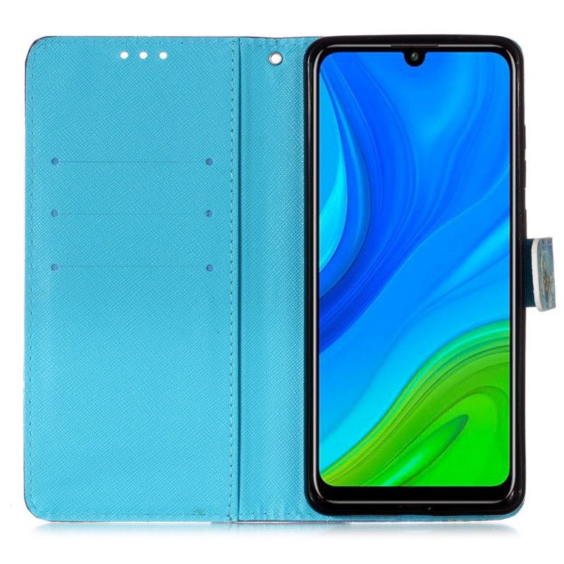 Housse Huawei P Smart 2020 Papillons Dorés À Lanière