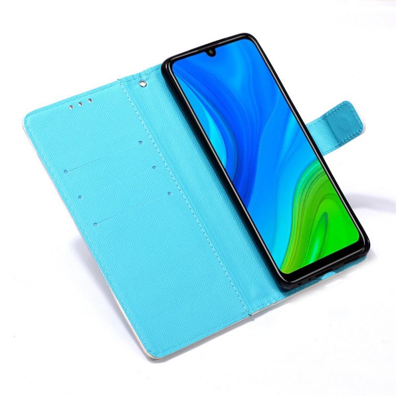 Housse Huawei P Smart 2020 Papillons Dorés À Lanière