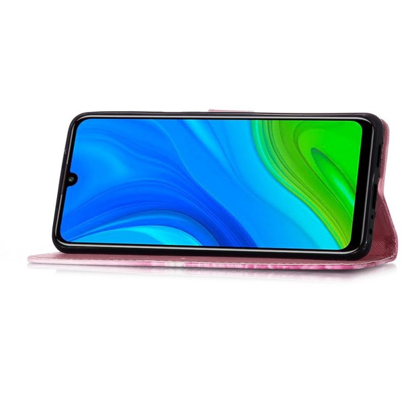 Housse Huawei P Smart 2020 Papillons Rouges À Lanière