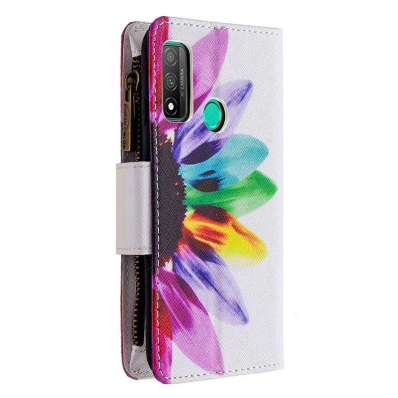 Housse Huawei P Smart 2020 Poche Zippée Fleur