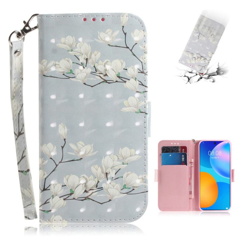 Housse Huawei P Smart 2021 Arbre En Fleurs À Lanière