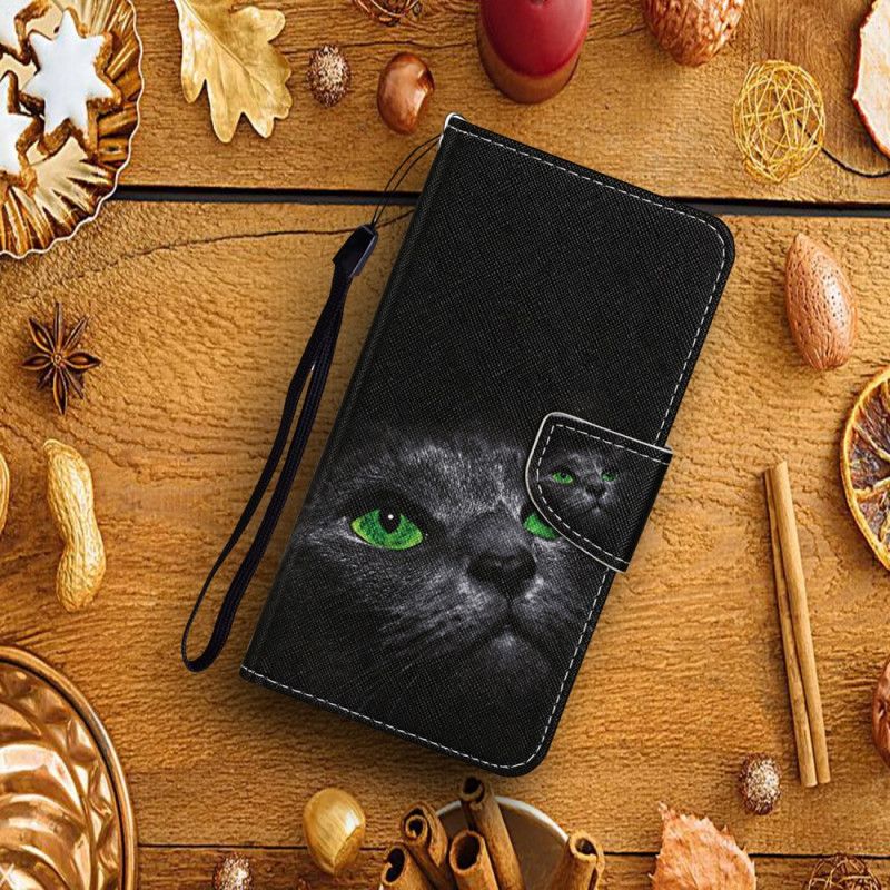 Housse Huawei P Smart 2021 Chat Aux Yeux Verts Avec Lanière