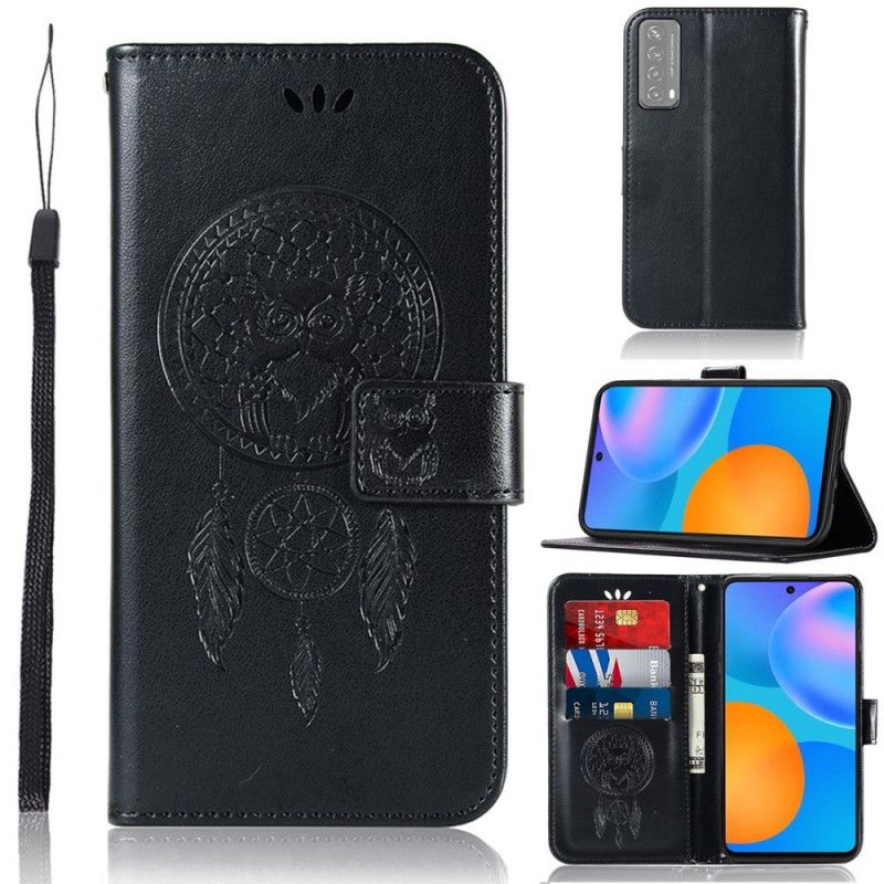 Housse Huawei P Smart 2021 Effet Cuir Attrape Rêves Hibou