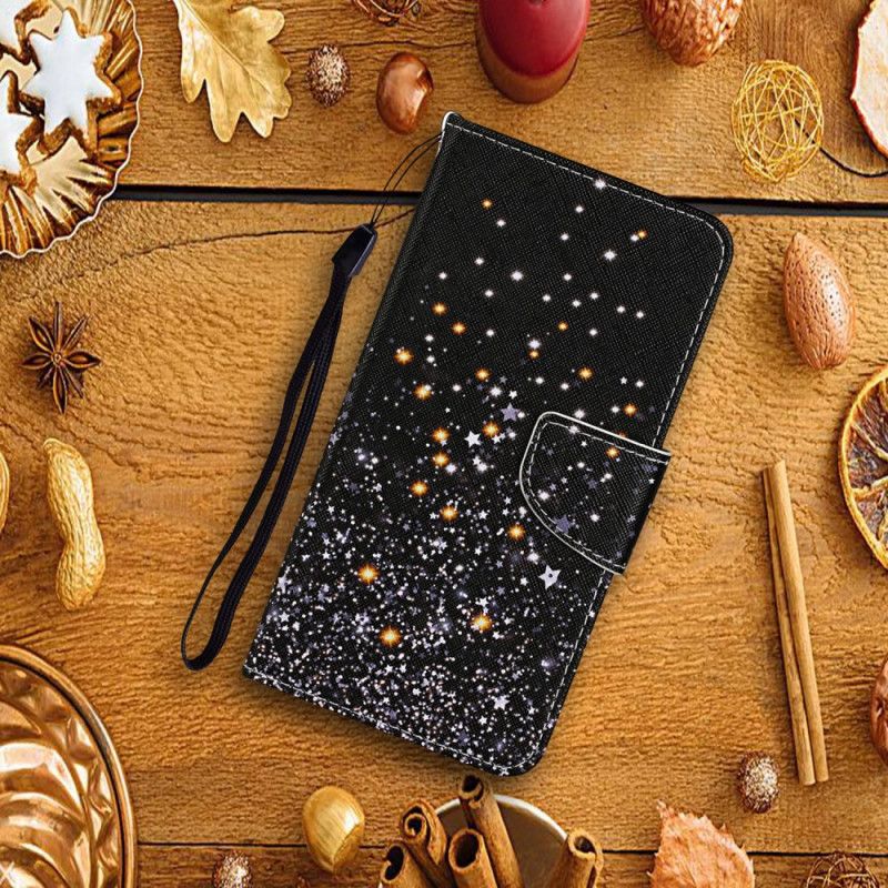 Housse Huawei P Smart 2021 Étoiles Et Paillettes Avec Lanière