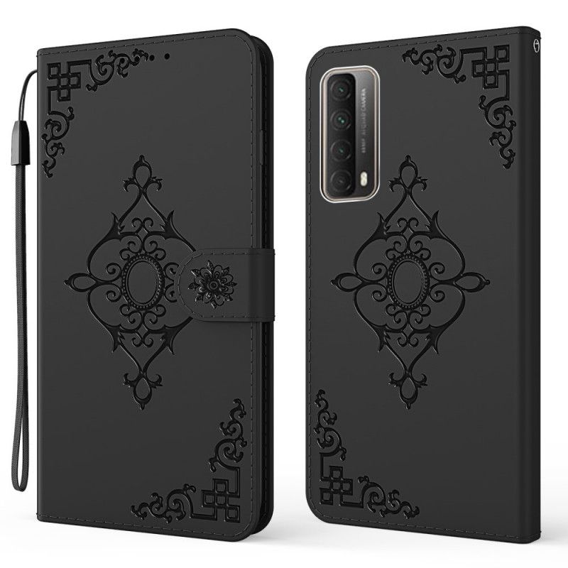 Housse Huawei P Smart 2021 Fleur Baroque À Lanière