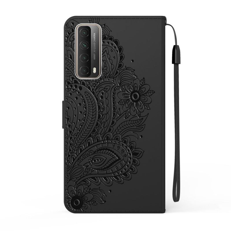 Housse Huawei P Smart 2021 Fleur De Paon À Lanière