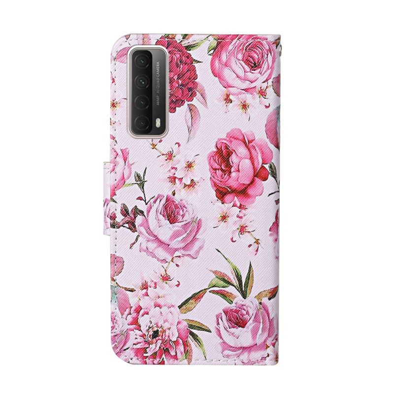 Housse Huawei P Smart 2021 Fleurs Magistrales Avec Lanière