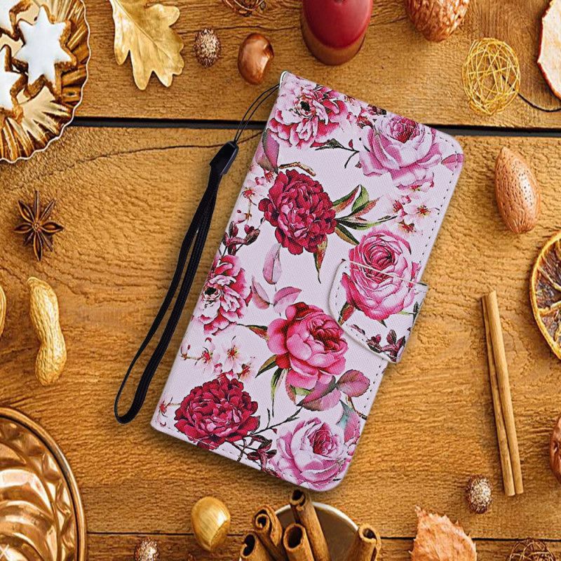 Housse Huawei P Smart 2021 Fleurs Magistrales Avec Lanière