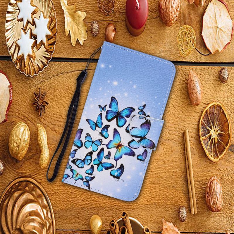 Housse Huawei P Smart 2021 Vol De Papillons À Lanière