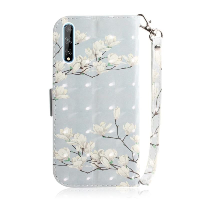 Housse Huawei P Smart S Branche En Fleurs À Lanière