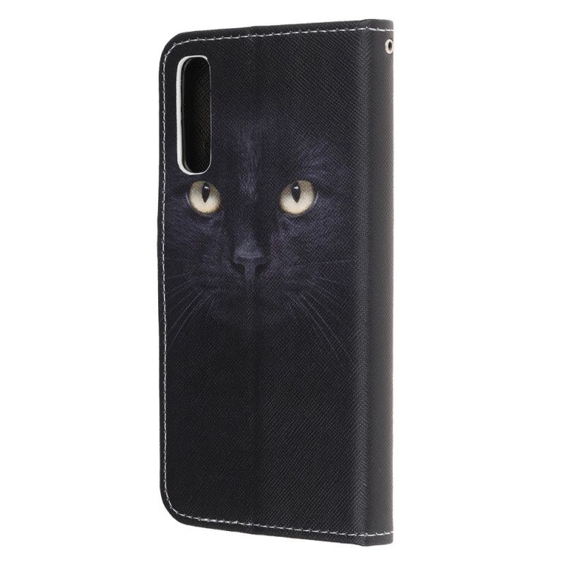 Housse Huawei P Smart S Yeux De Chat Noir À Lanière