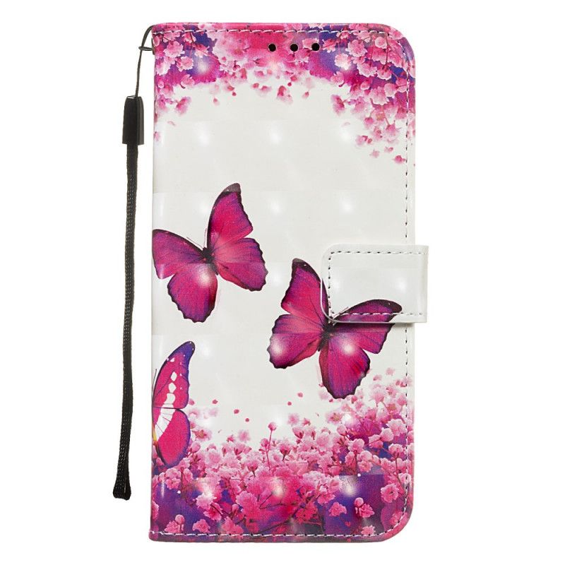 Housse Huawei P Smart Z / Honor 9x Papillons Rouges À Lanière