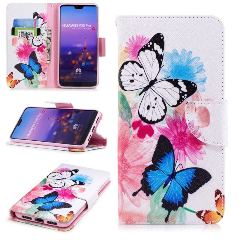 Housse Huawei P20 Pro Papillons Et Fleurs Peints