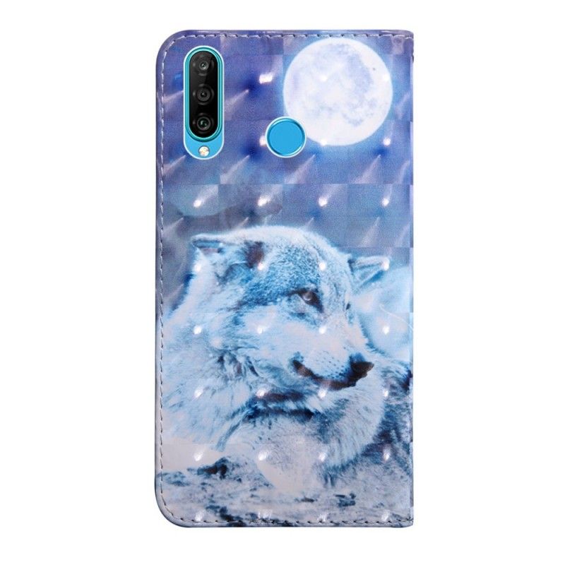 Étui Housse Huawei P30 Lite Loup Au Claire De Lune