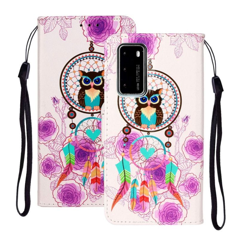 Housse Huawei P40 Attrape Rêves Hibou Avec Fleurs