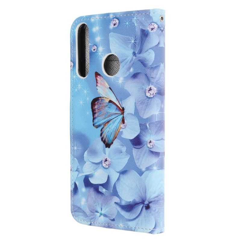 Housse Huawei P40 Lite E / Y7p Papillons Diamants À Lanière