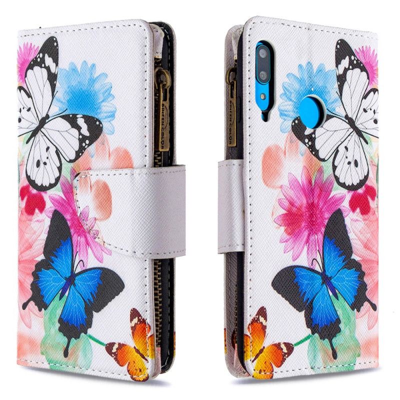 Housse Huawei P40 Lite E / Y7p Poche Zippée Papillons