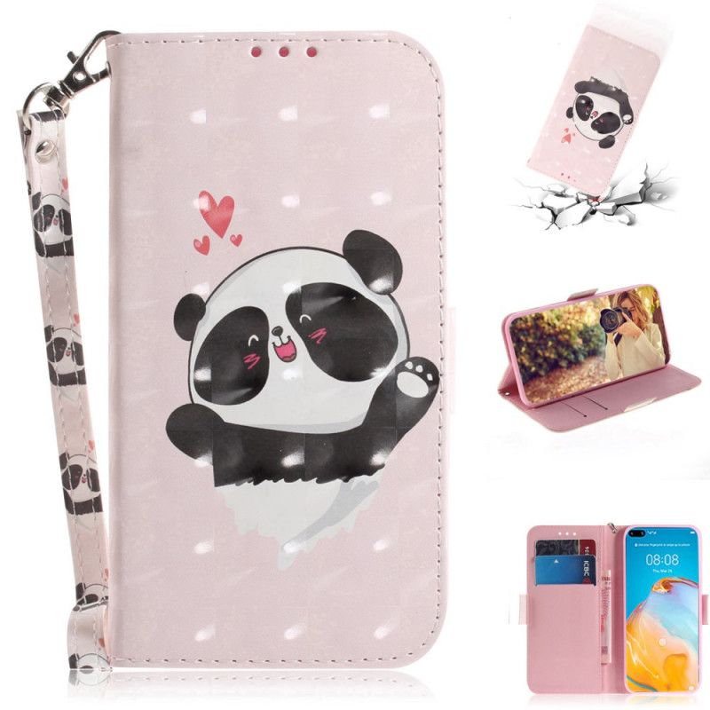 Housse Huawei P40 Panda Love À Lanière