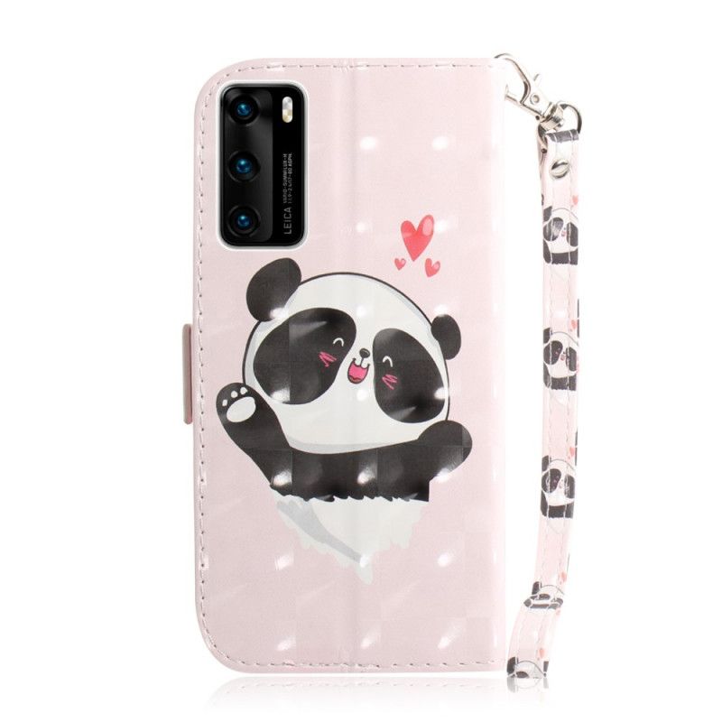 Housse Huawei P40 Panda Love À Lanière