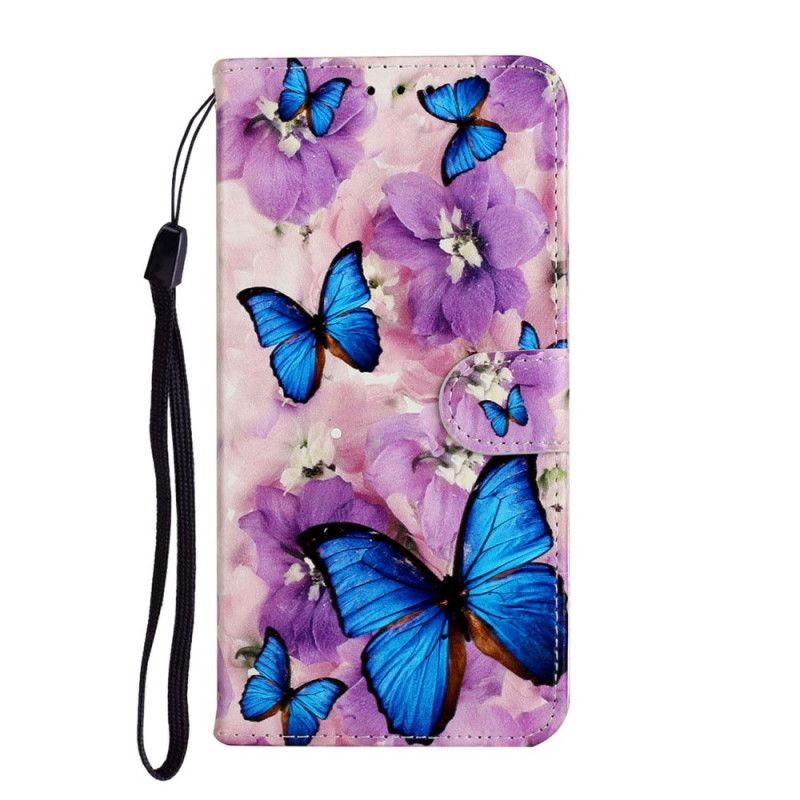 Housse Huawei P40 Papillons Bleus Dans Les Fleurs