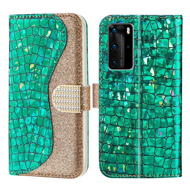 Housse Huawei P40 Pro Croco Diamants