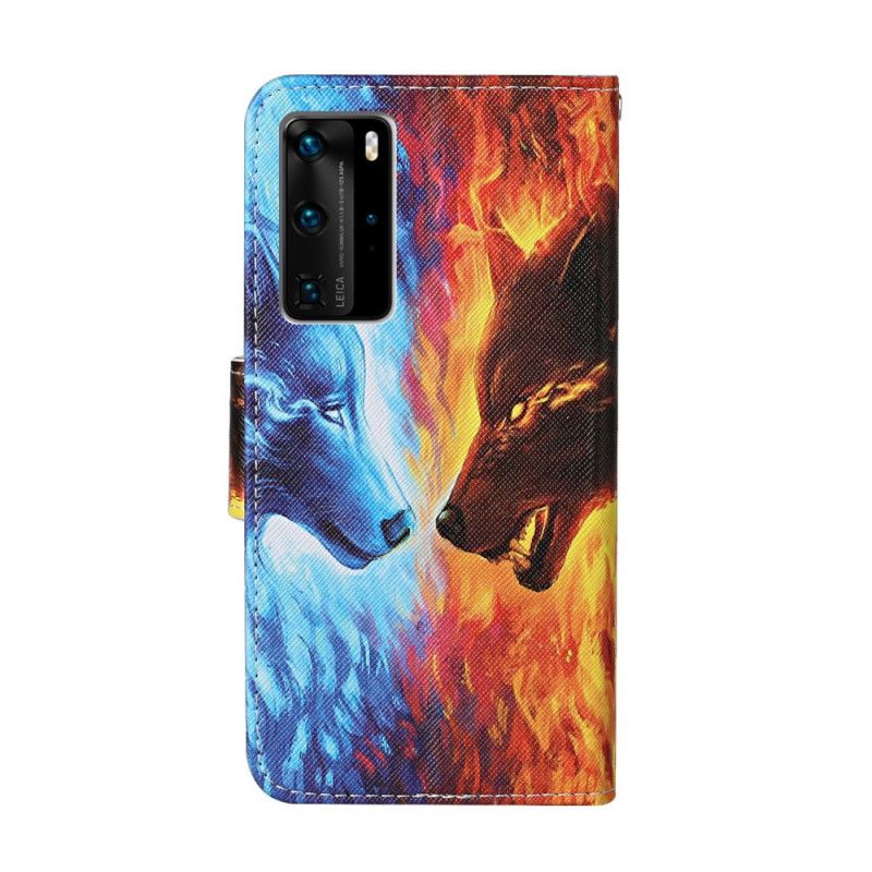 Étui Housse Huawei P40 Pro Loup De Glace Et De Feu