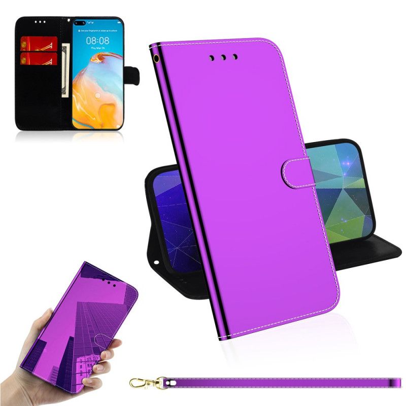 Housse Huawei P40 Simili Cuir Couverture Miroir