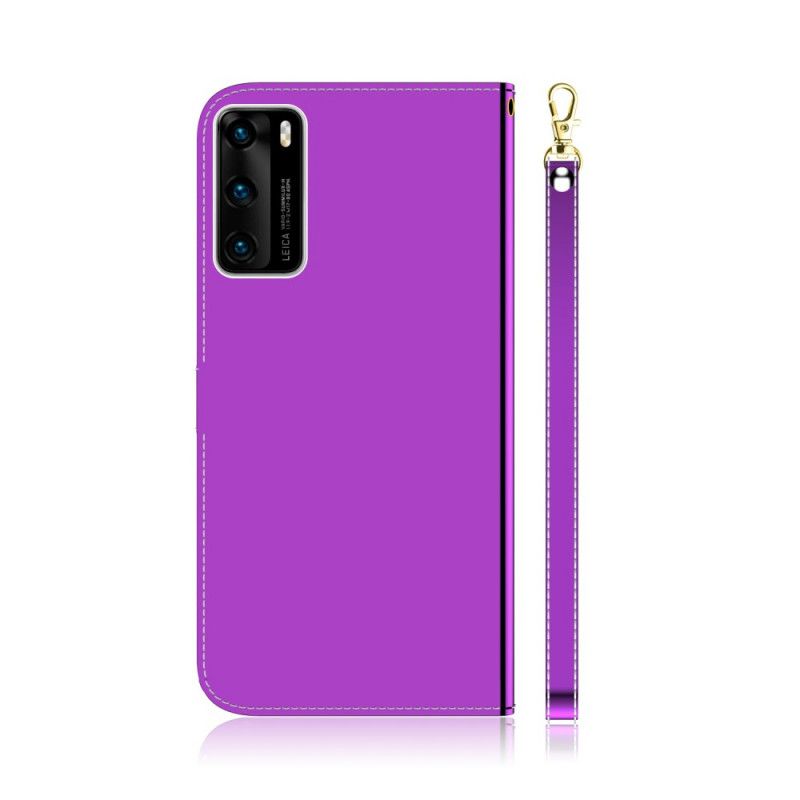 Housse Huawei P40 Simili Cuir Couverture Miroir