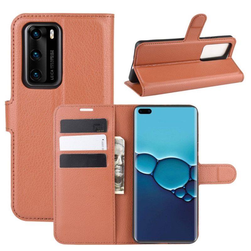 Housse Huawei P40 Style Cuir Litchi Classique