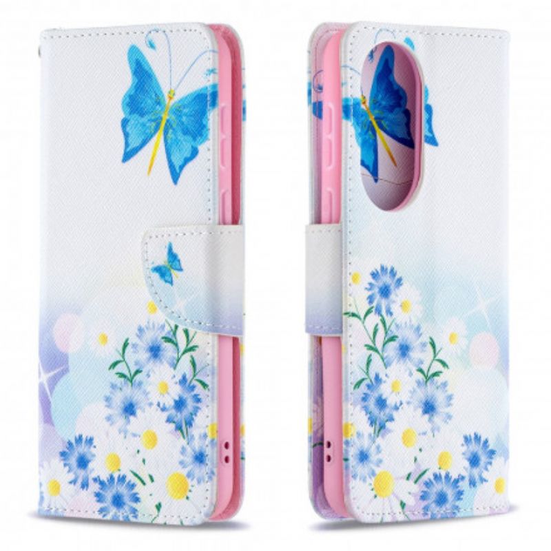 Housse Huawei P50 Papillons Et Fleurs Peints