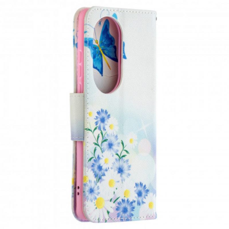 Housse Huawei P50 Pro Papillons Et Fleurs Peints