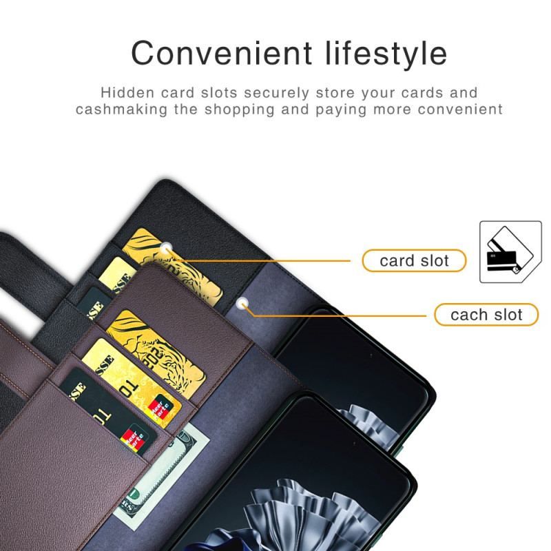 Housse Huawei P60 Pro Cuir Véritable